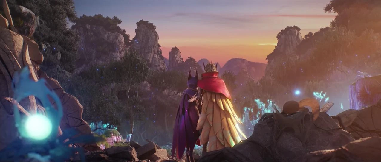 Xayah and Rakan wild magic Xayah and Rakan overlooking wild magic in Ionia