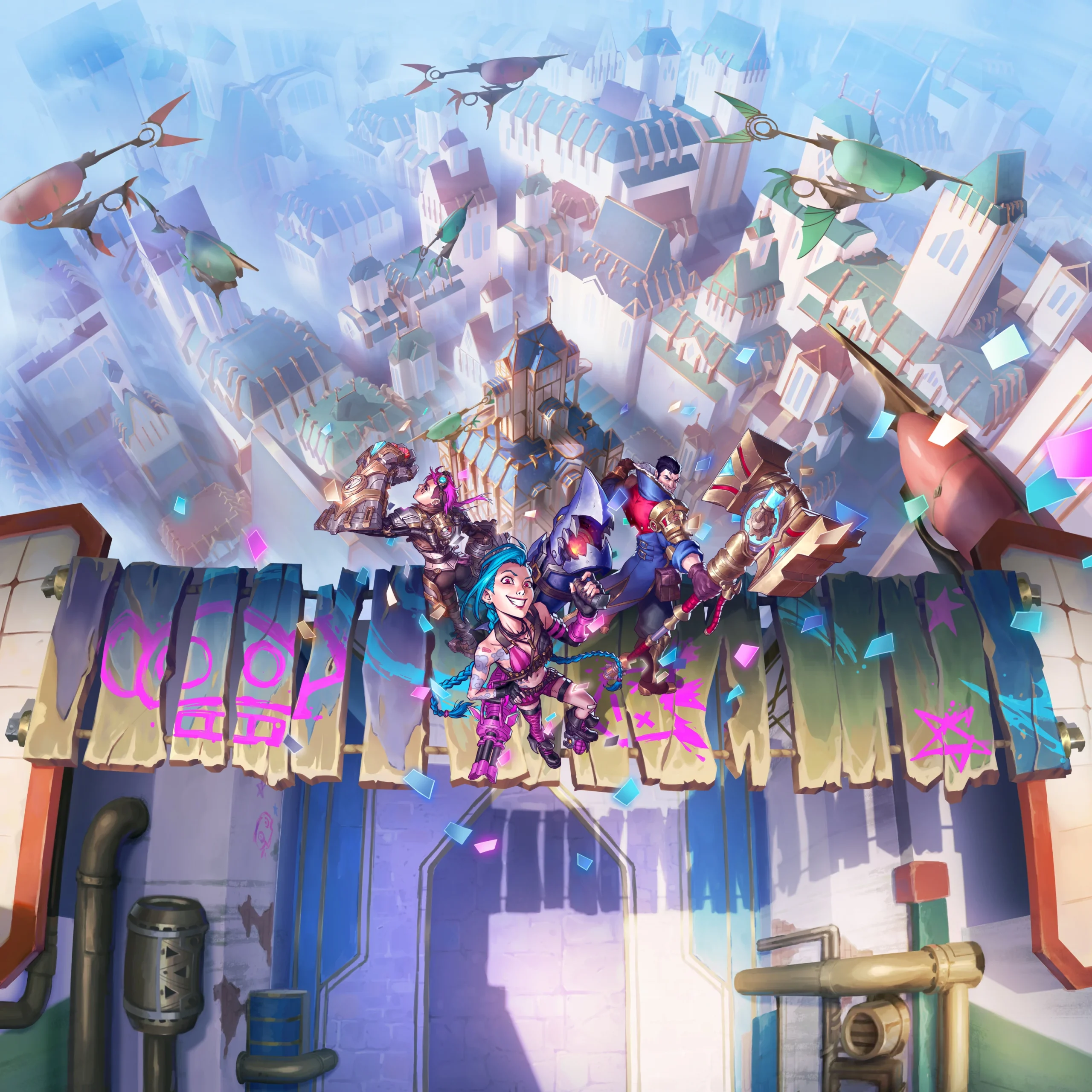 Arcane Legends of Runeterra promo Arcane promotional artwork for Legends of Runeterra showing Runeterra across games