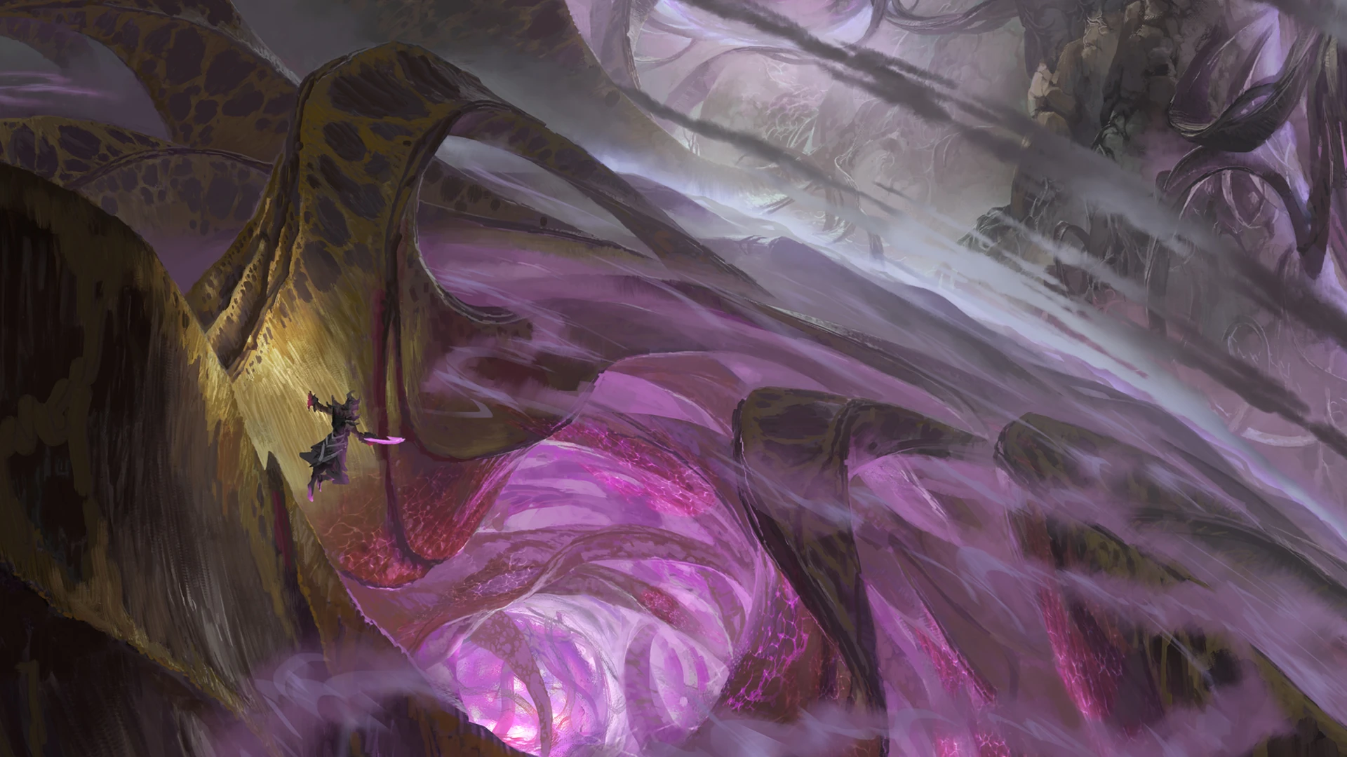 The touch of the Void Icathian landscape consumed by purple Void energy