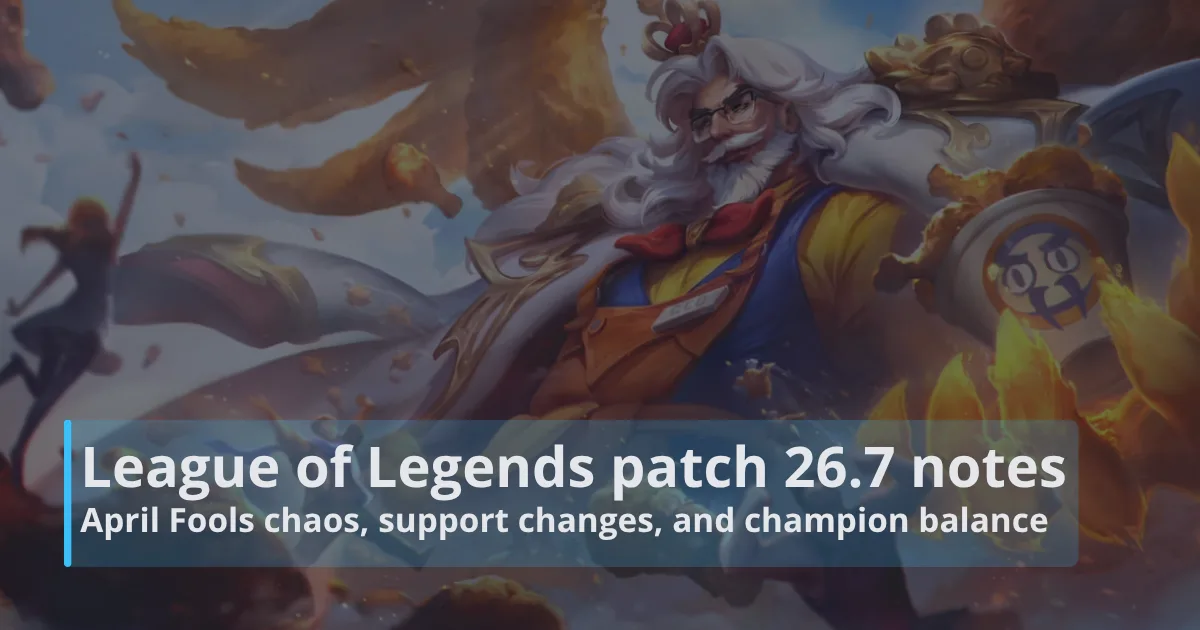 League of Legends patch 26.7 notes: April Fools chaos, support changes, and champion balance League of Legends patch 26.7 notes: April Fools chaos, support changes, and champion balance