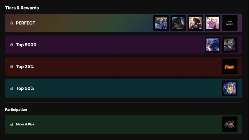 Pick'ems Worlds 2026 - Tier and rewards. Pick'ems Worlds 2026 - Tier and rewards.