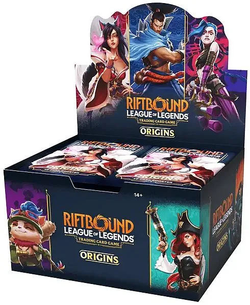 Riftbound Origins booster box Riftbound Origins booster box with Ahri artwork