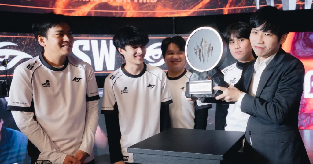 Team Secret Whales after winning split 2 in LCP. Team Secret Whales after winning split 2 in LCP.