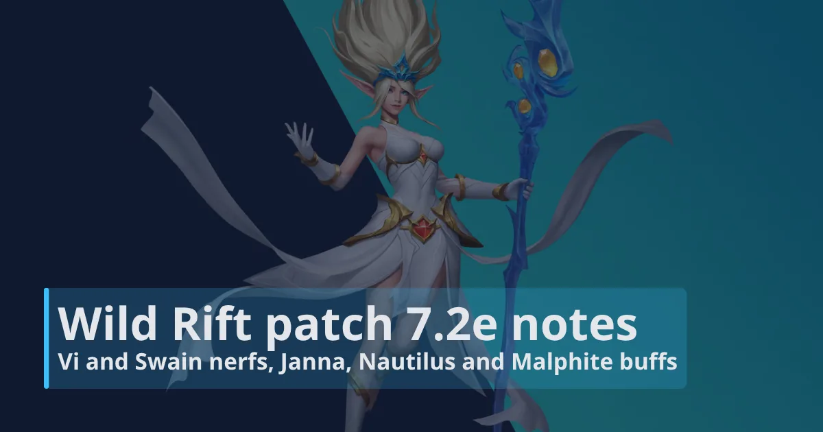 Wild Rift patch 7.2e notes: Vi and Swain nerfs, Janna, Nautilus and Malphite buffs